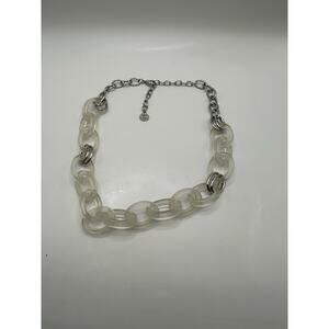 RJ Graziano Frosted Clear Acrylic Chain Necklace 18”